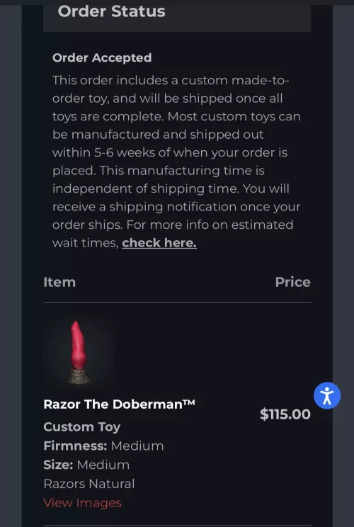 So I was just checking my first order to check for an update…