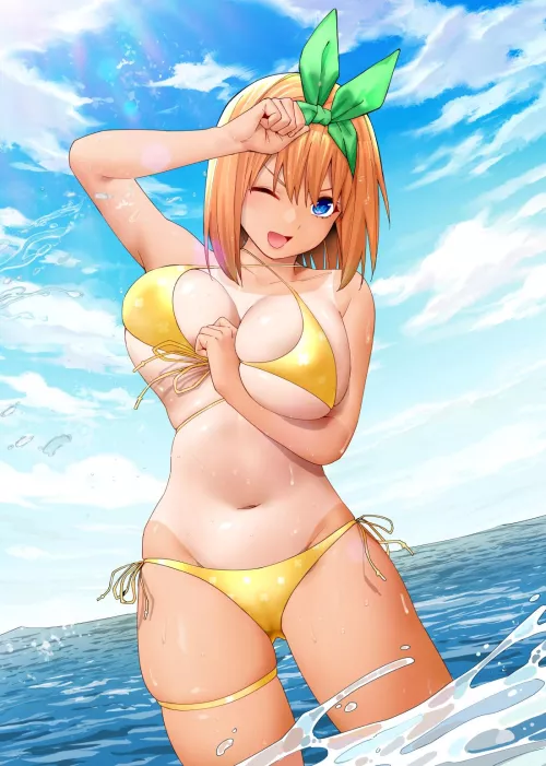 Sexy Tanned Yotsuba Wearing Her Tight Bikini (Quintessential Quintuplets)