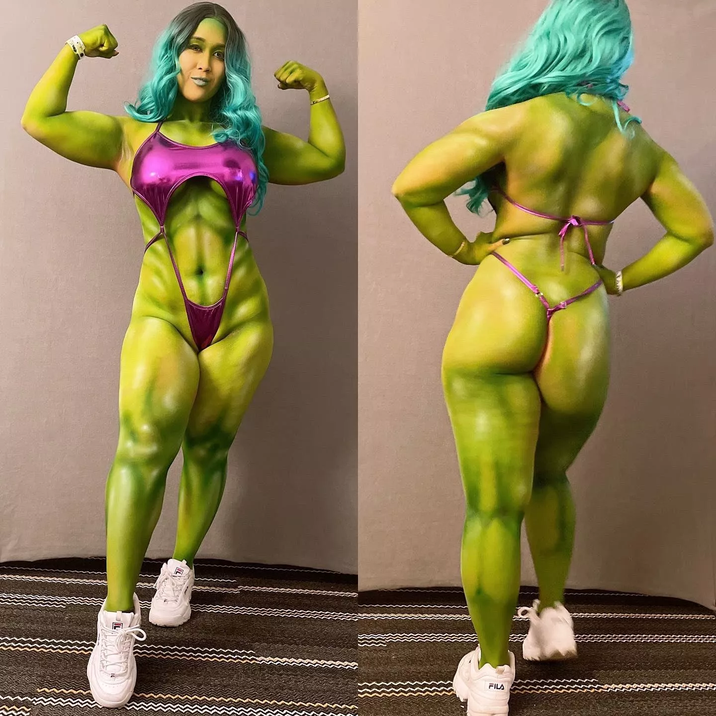 The Sensational She Hulk bodypaint cosplay by Mishamai 