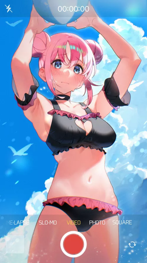 Bocchi Blushing In Her Cute Bikini (Bocchi The Rock)