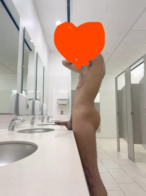 Quick photo op in the campus restrooms, 