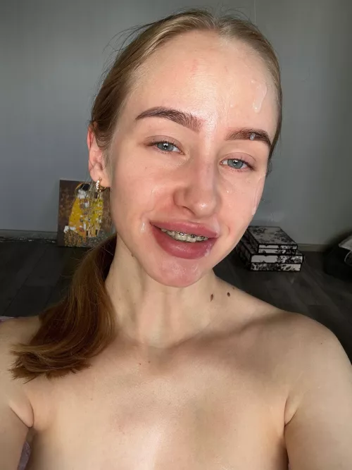 The more tasy cum on my face the wider my teen smile