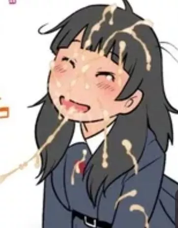 LF Color Source: 1girl, cum on face, black hair, smiling,  LF Color Source: 1girl, cum on face, black hair, smiling,