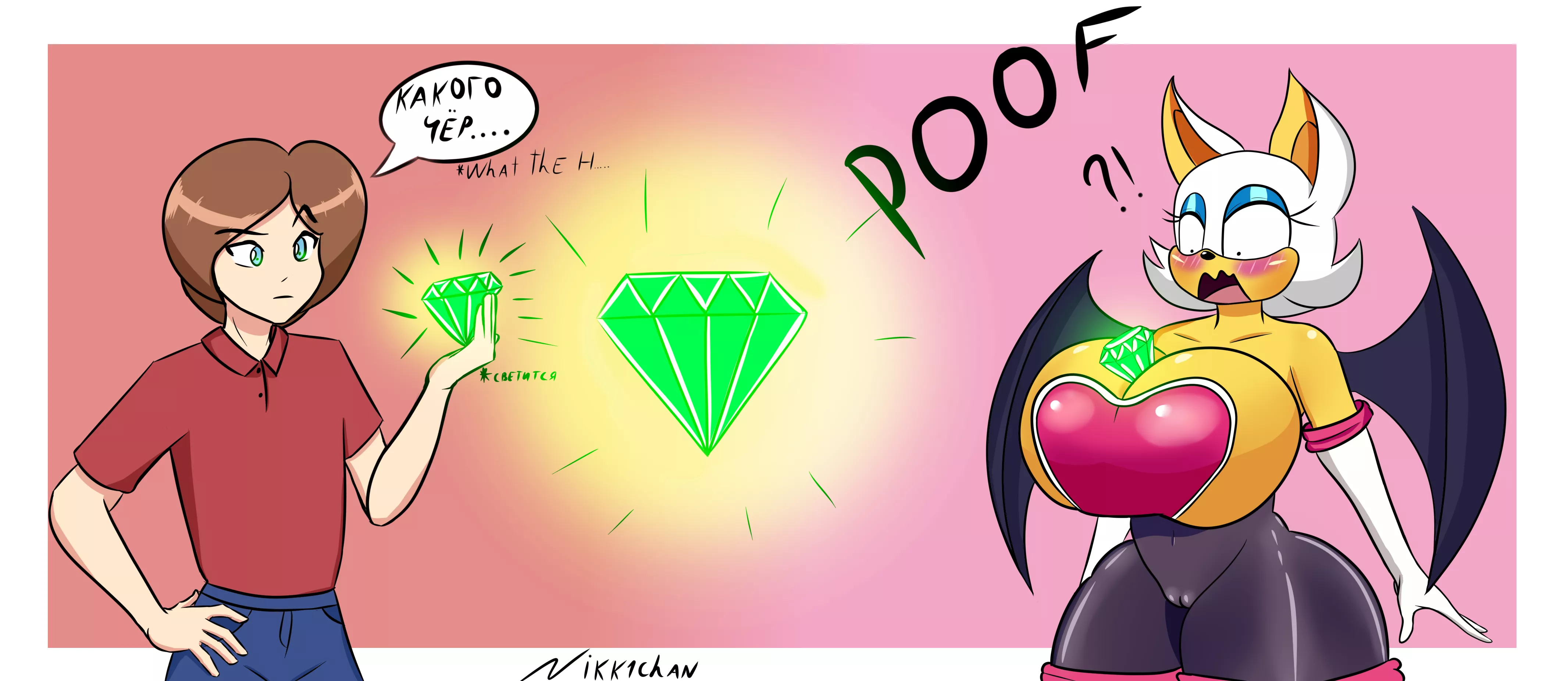 Poof and you are Rouge (M Human -> F Rouge The Bat) [Sonic the Hedgehog] by Nikk1chan