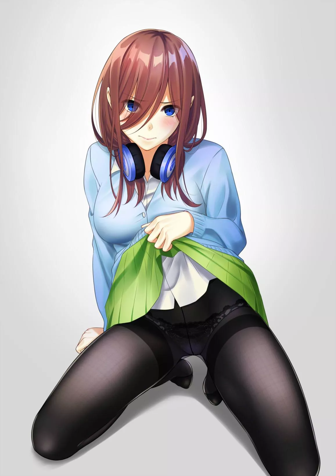 Miku On Her Knees Lifting Up Her Skirt (Quintessential Quintuplets)