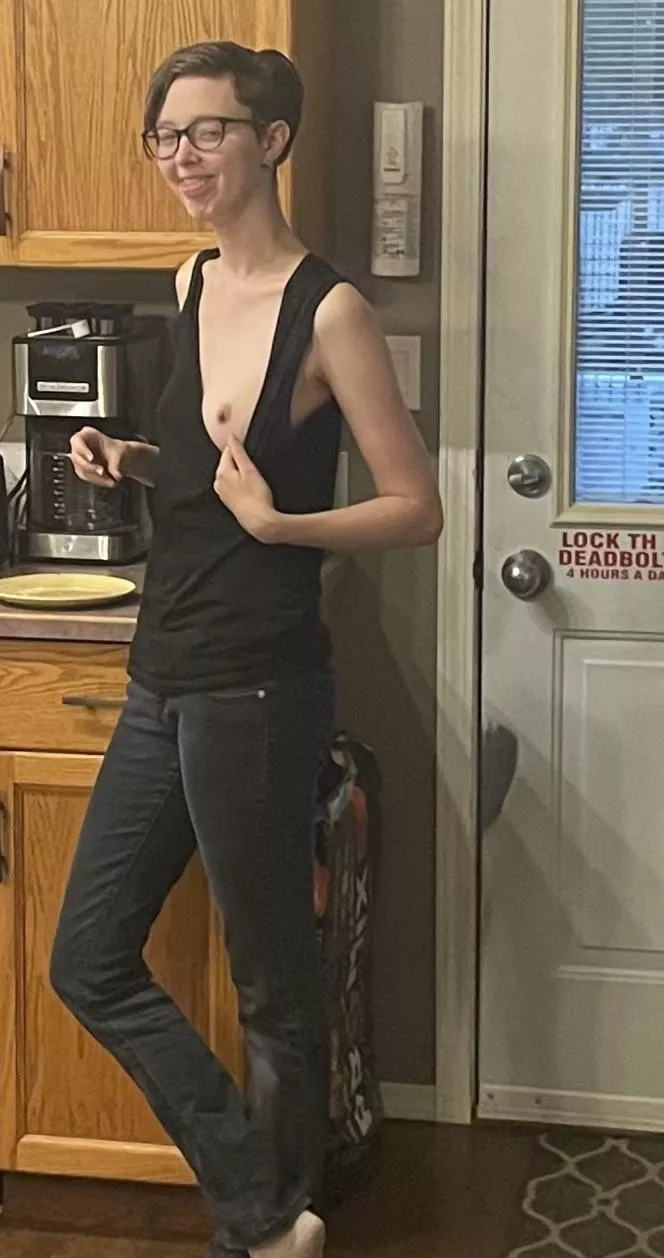 Nerd giving me a little flash as she was heading to work this morning 