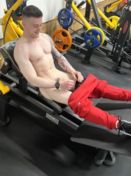 at the gym working out