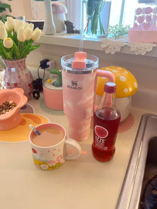 always gotta have three drinks -- one to energize, one to hydrate and one just for fun ♡︎