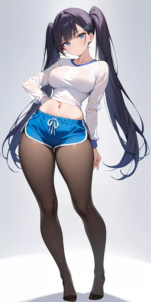 Blue Tights & Blue Shorts