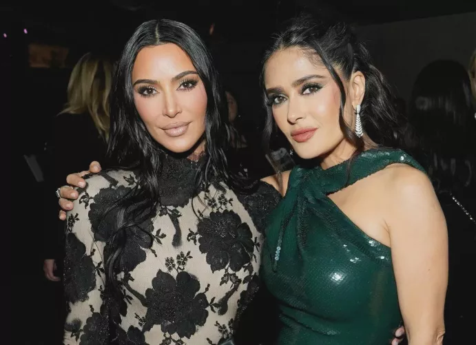 Kim with Salma Hayek