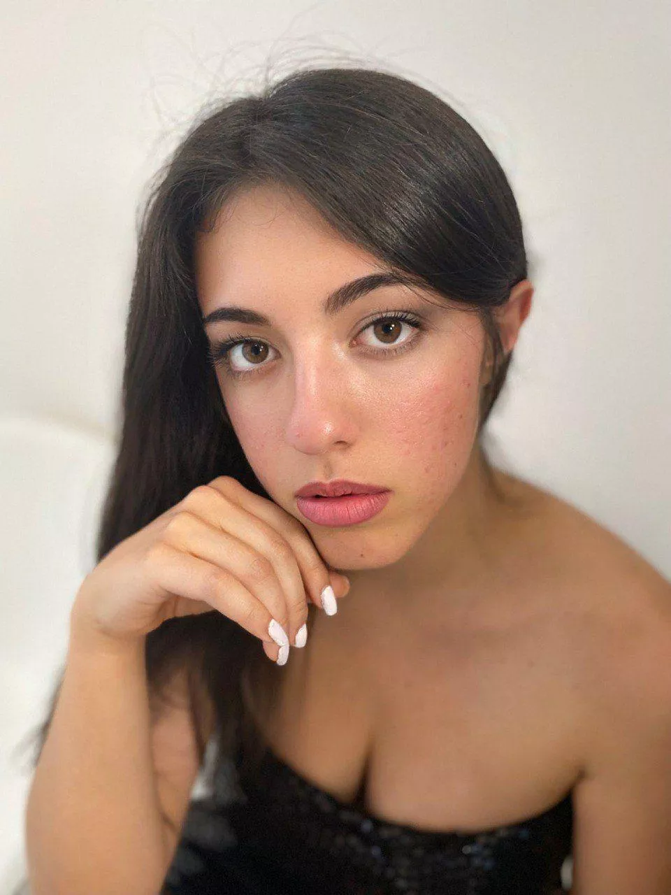 long dark hair, white dress, fantasizing bout u babe