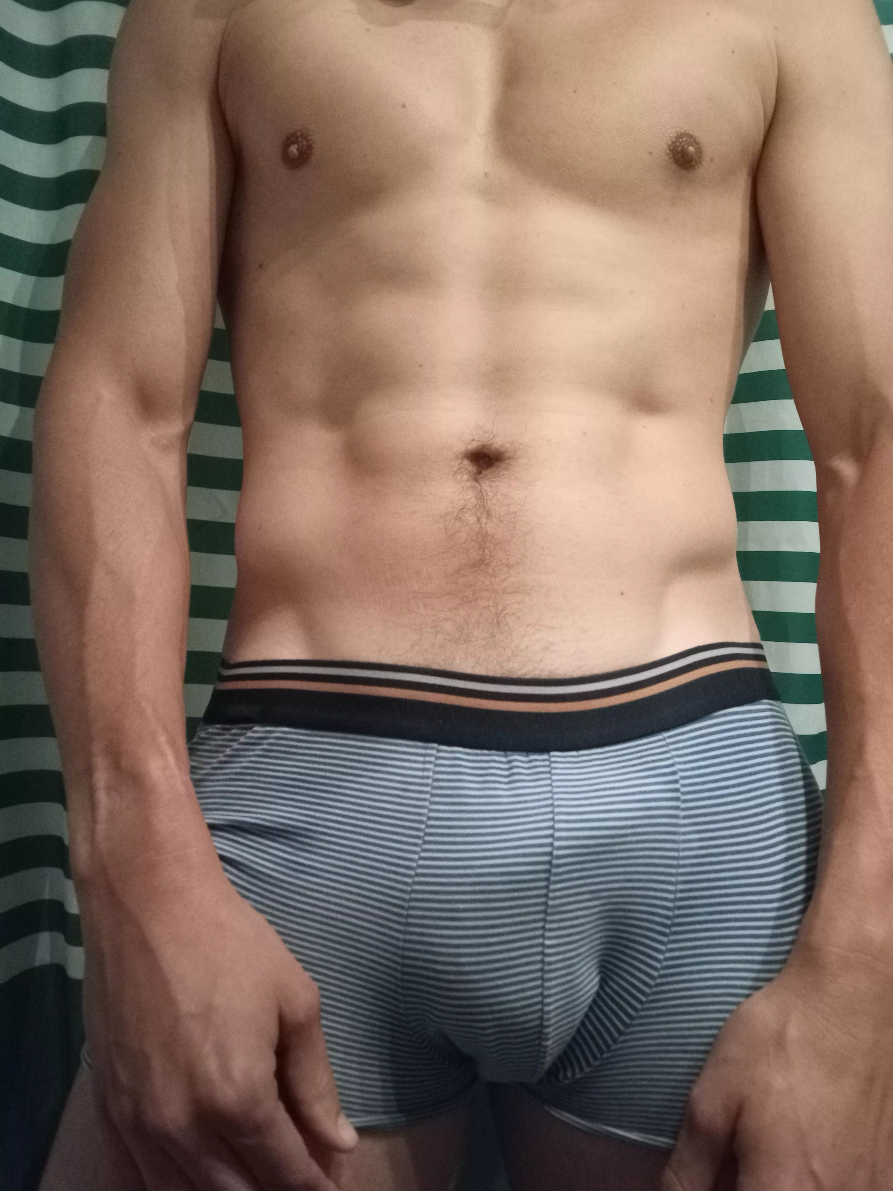 Sweaty in these sailor stripes 