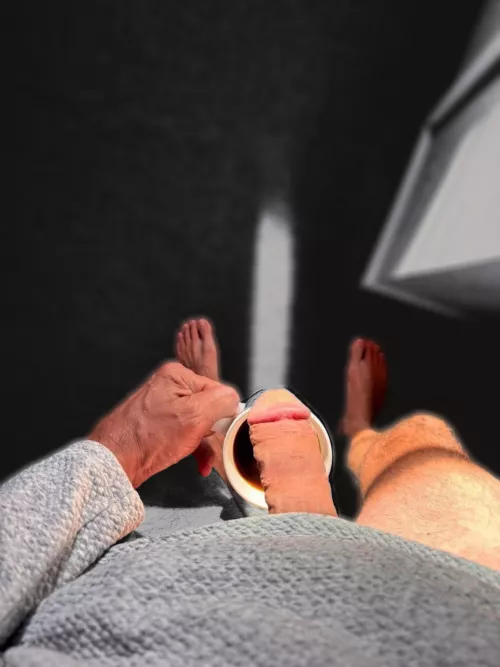 (53) Good morning….sun light ☀️ hitting my soft cock and veiny hands ….coffee tastes so good 
