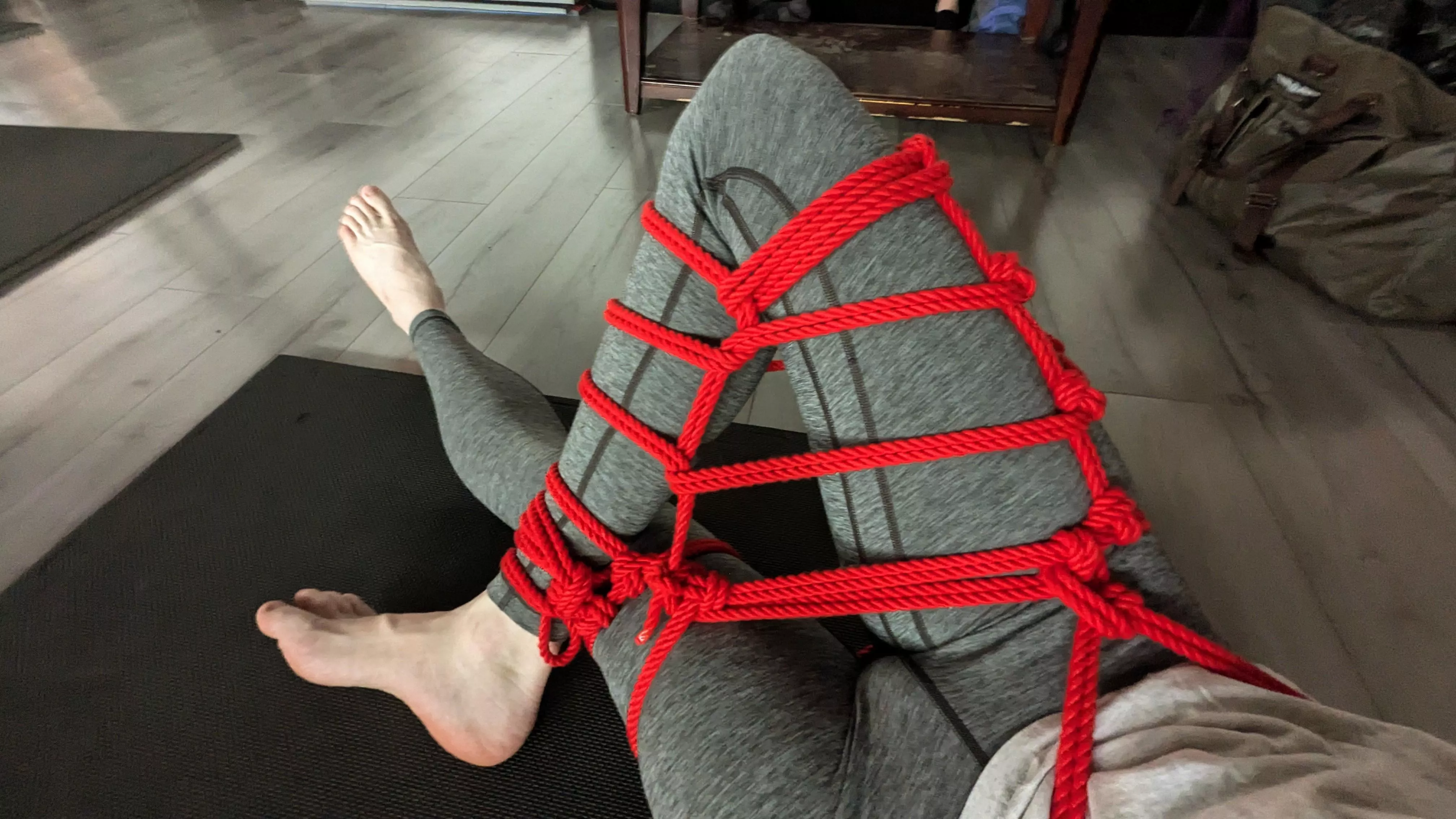 Asymmetrical Self Leg Tie, great for lounging around