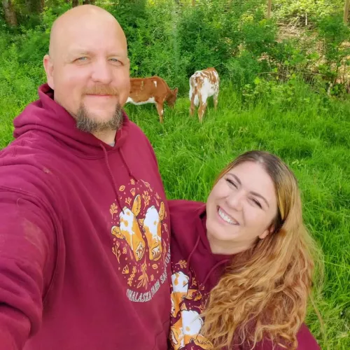 London Andrews with her husband, Kyle. They're doing amazing things in caring for the rescue animals on their farm. 