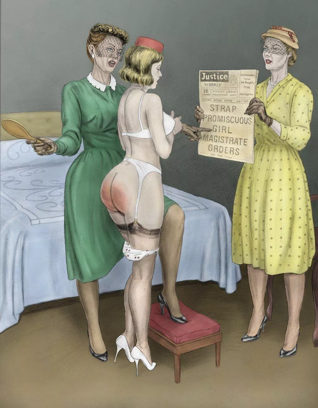 FF/f 1950s hairbrush spanking