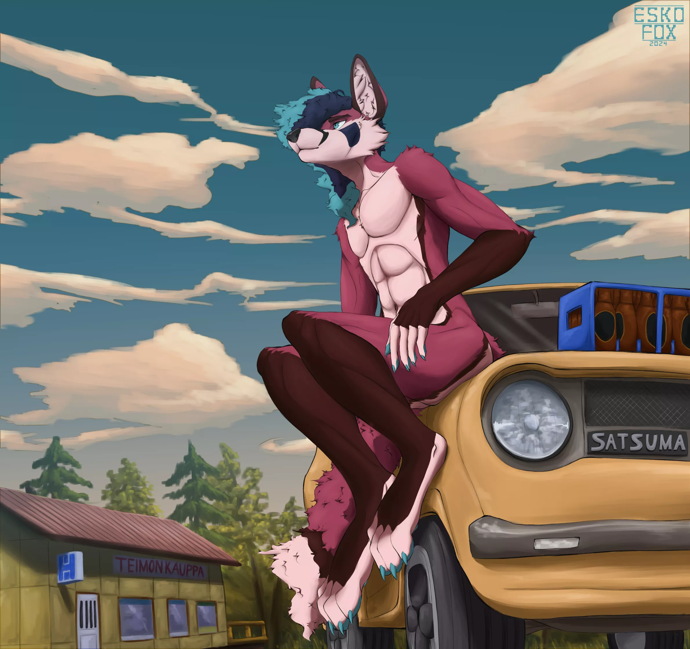 i drew my fursona in the world of my summer car