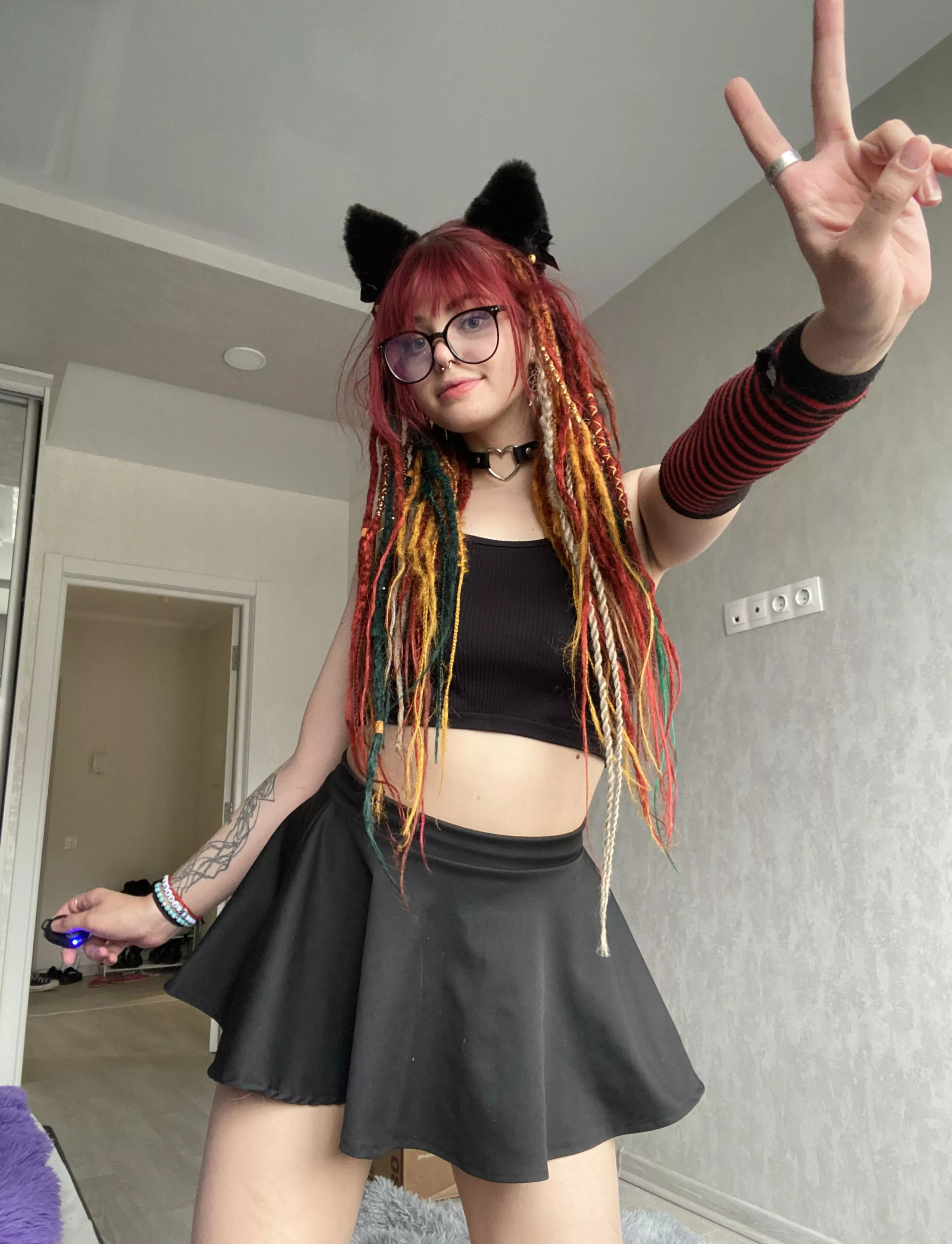 The kitten wants you to look under his skirt