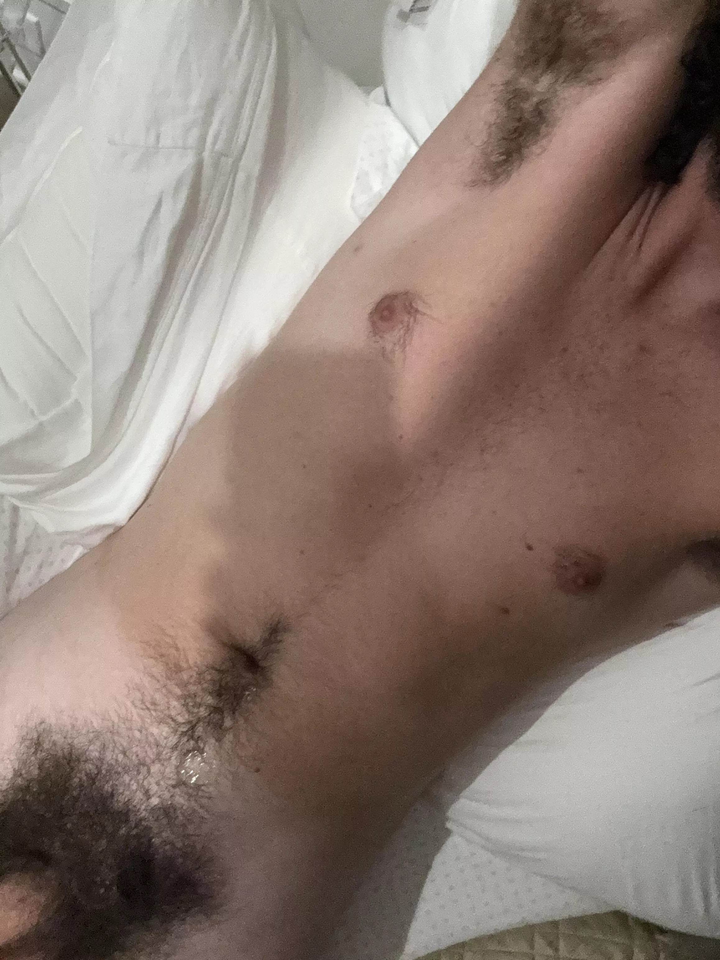 No shower, very sweaty. 