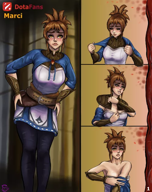 Marci stripping down for DotaFans Page 1 (Erito)