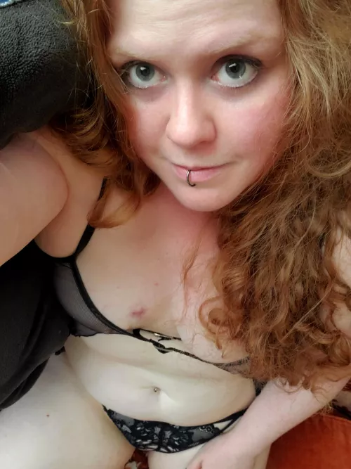 Red Hair, Black Lingerie 