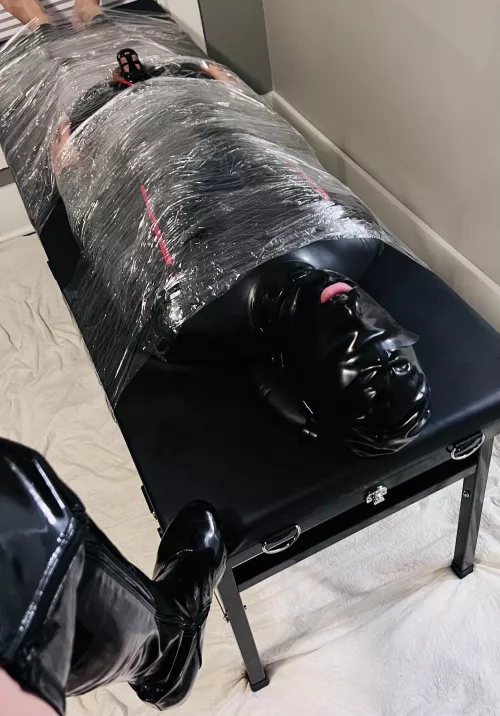 Secured to the table and ready to be teased