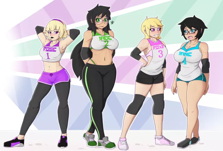Drew the human gals in some workout gear inspired by Jlullaby's Ruby's Workout! 