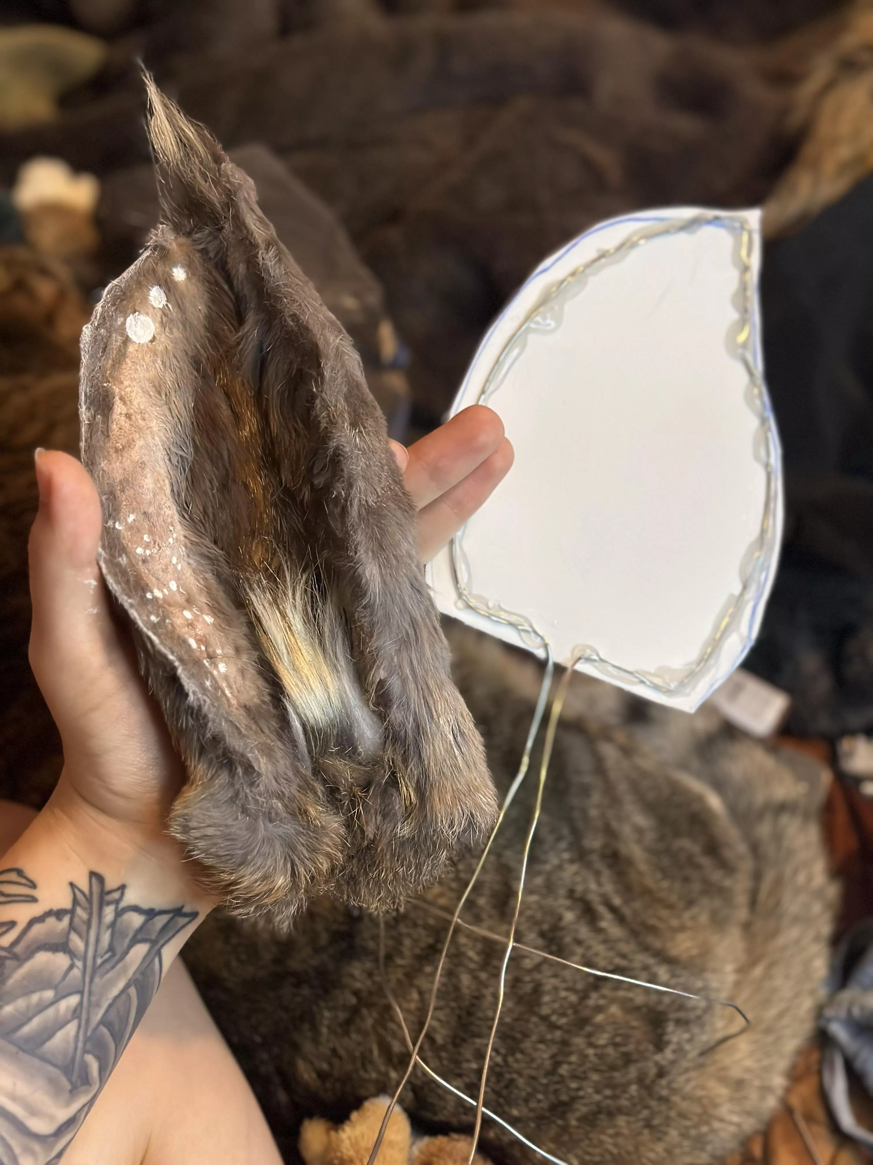 Working on deer ears for my partner! 