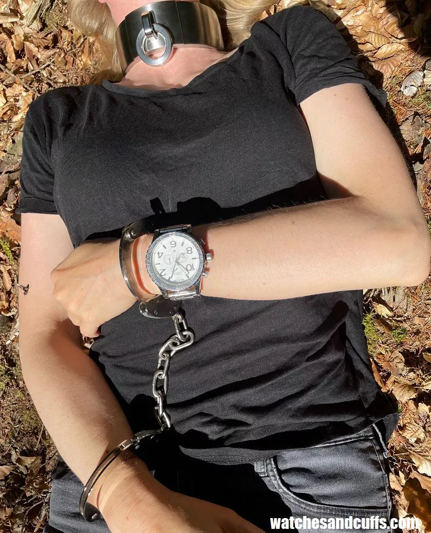 I'm cuffed and collared on the forest floor