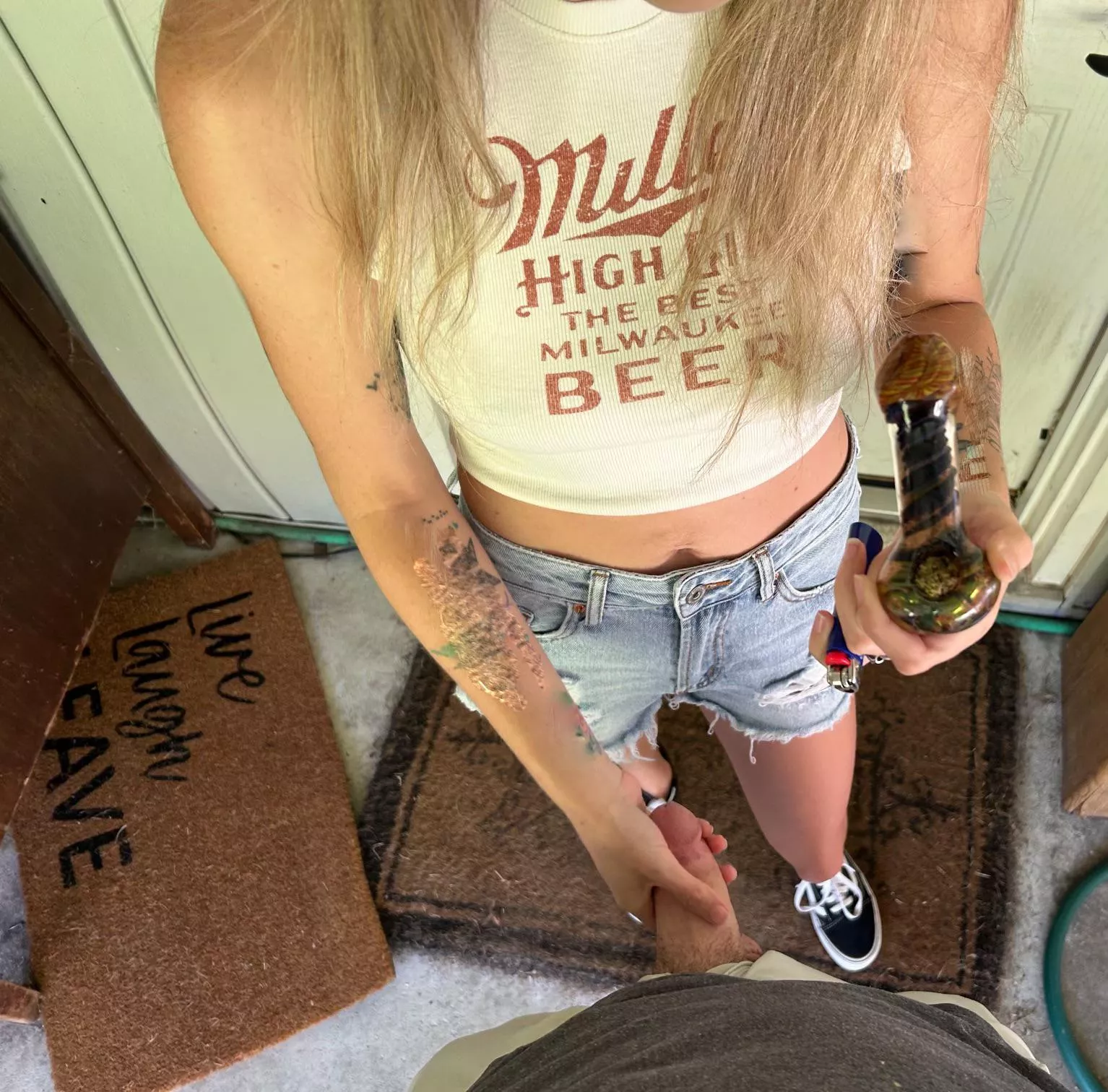 My hot wife stroking and smoke’n [32F] [45M]