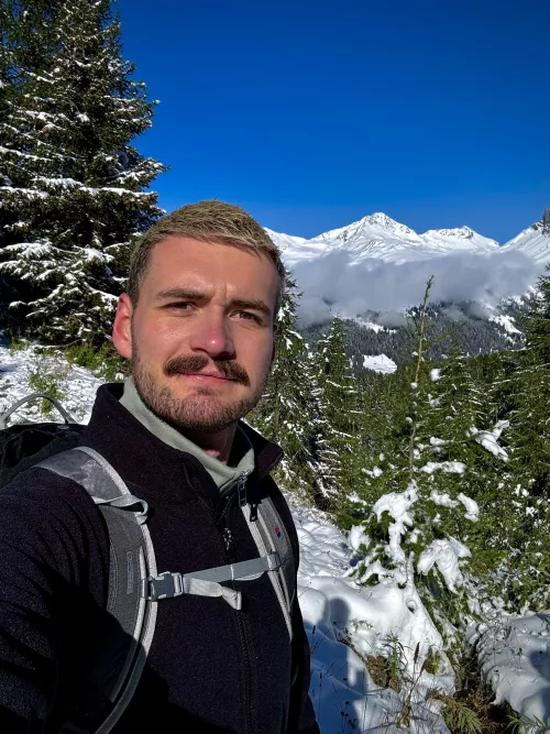 a cold but sunny morning on the alps