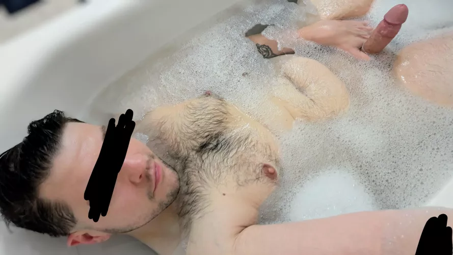 Love how good a hot bath feels on my hard cock 