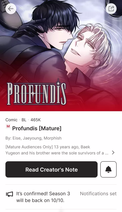 [Profundis] is returning Oct 10