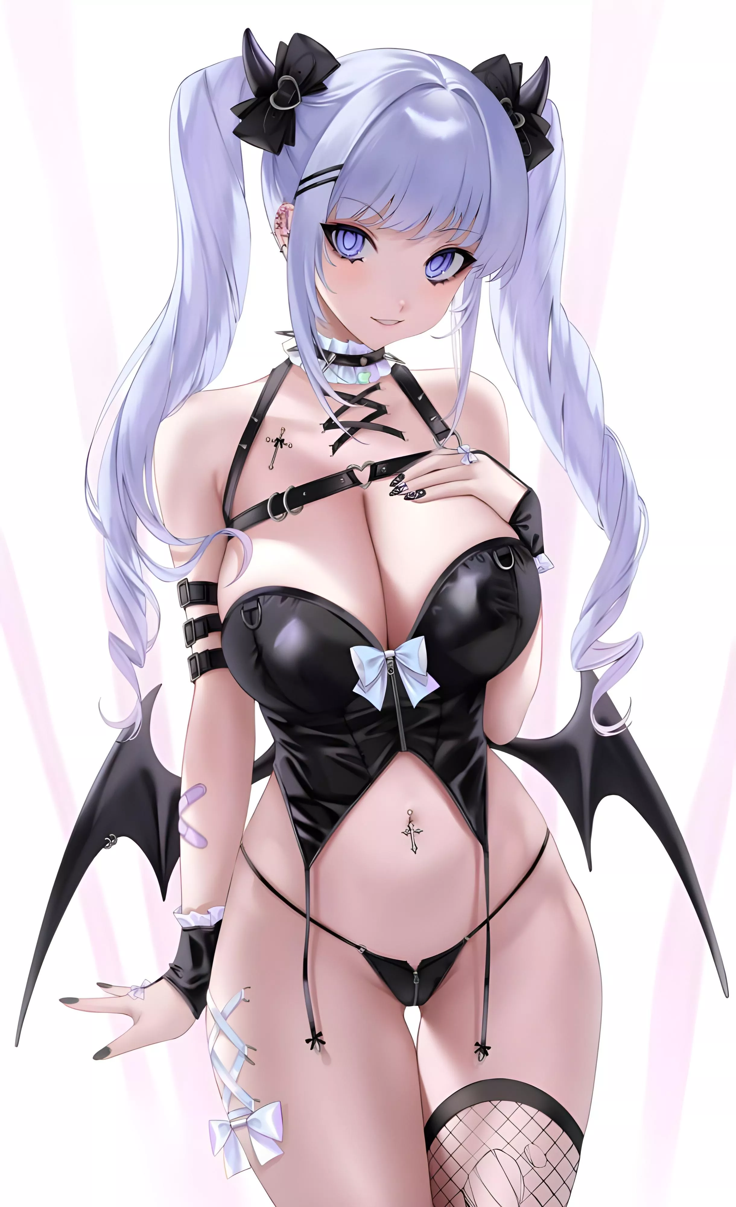 Silver haired twintail Succubus [Artist's OC]