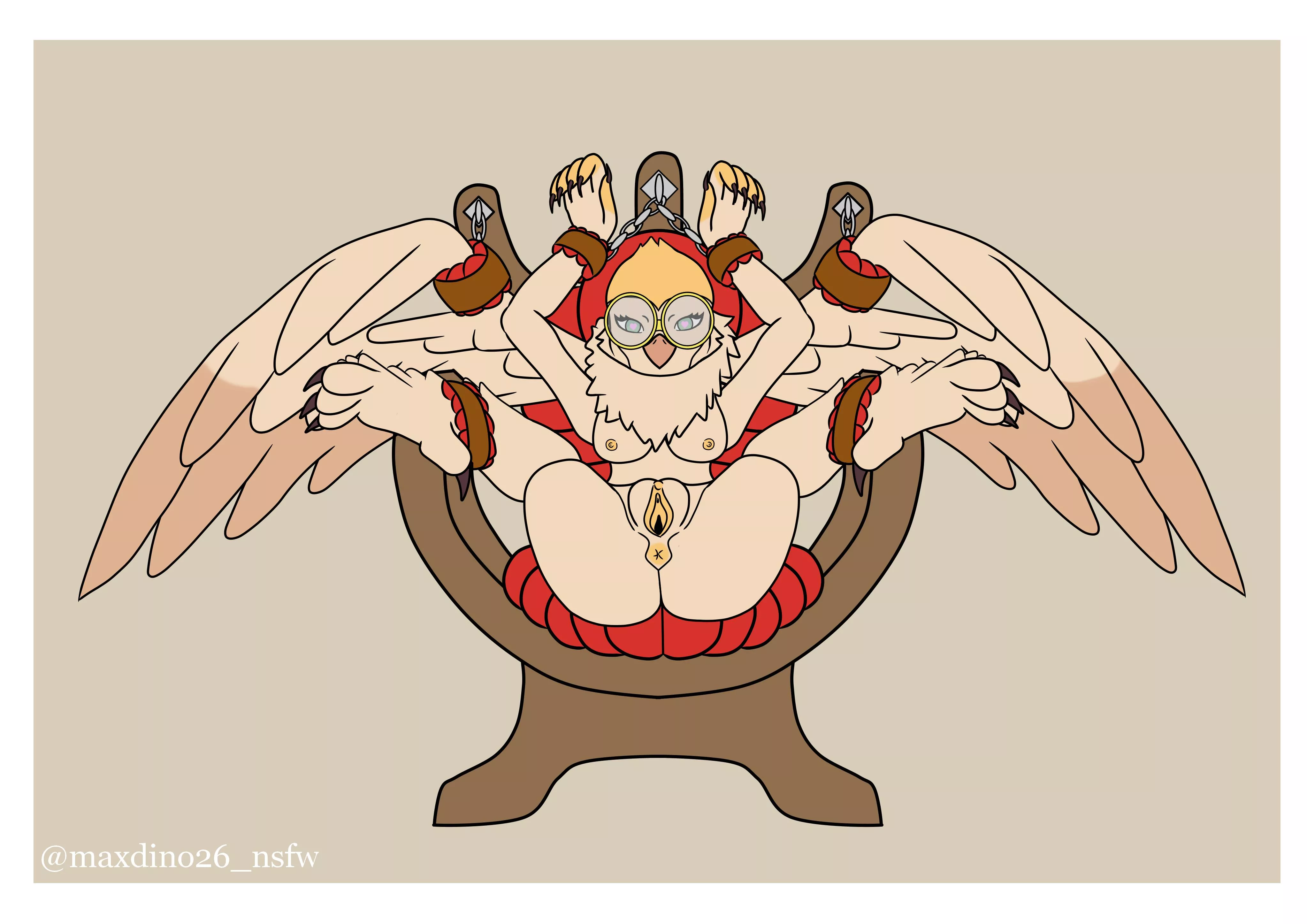 Maple Biggs in the bondage chair (artist: me)
