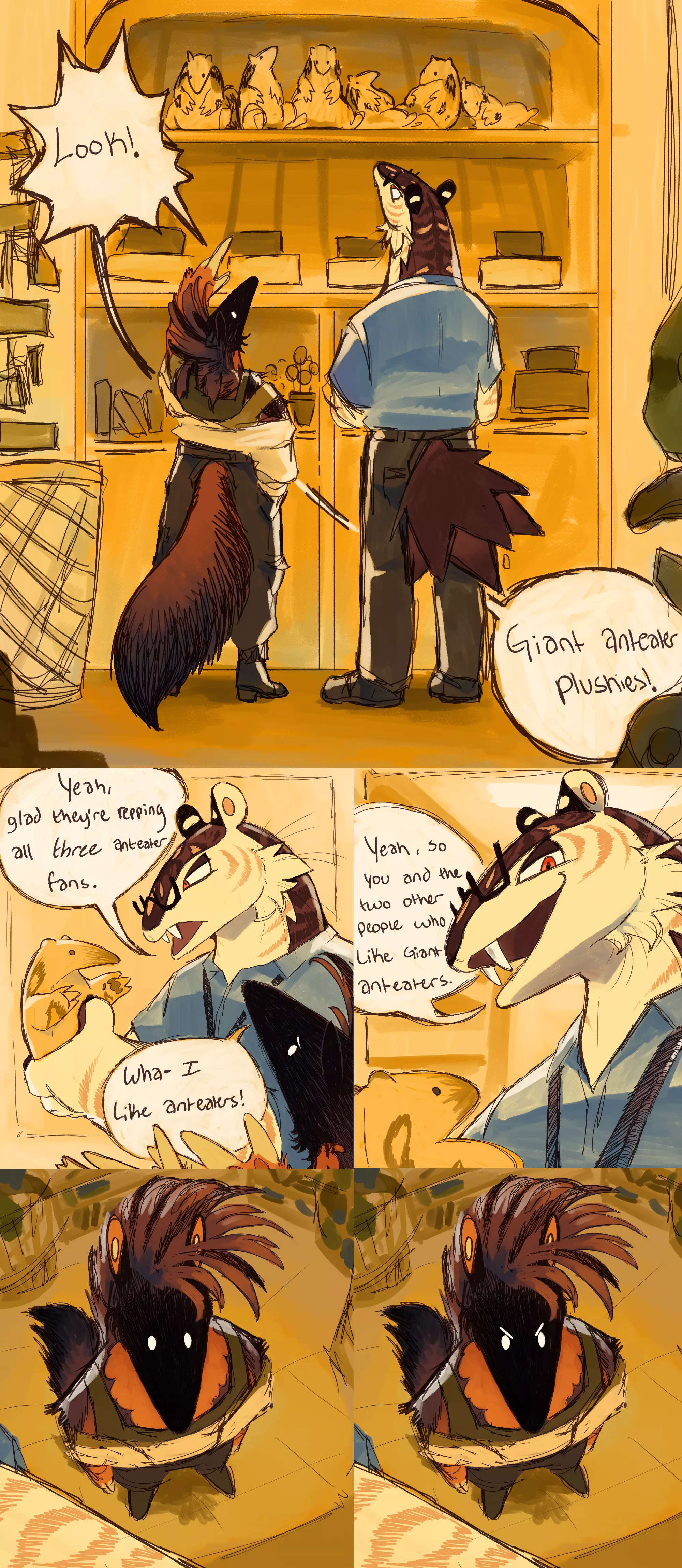 My friend and I visited the zoo one day after his shift and this was an exchange we had(art by me)