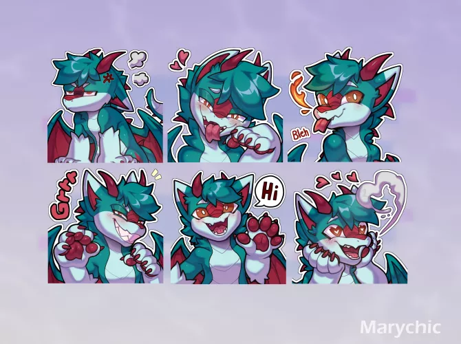 Sticker dragon commission for discord user x3 (Art by me)