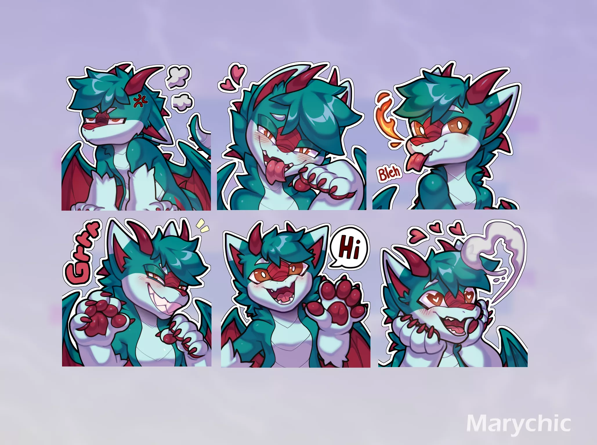 Sticker dragon commission for discord user x3 (Art by me)