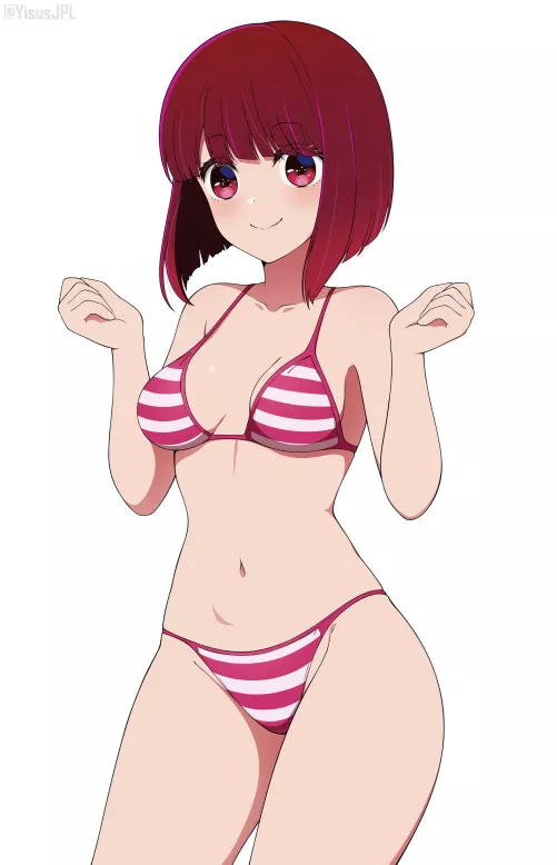 Arima Kana Wearing Her Striped Bikini (Oshi No Ko)
