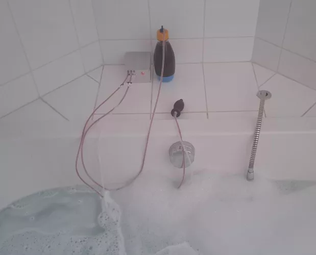 Bubble bath enema fun 