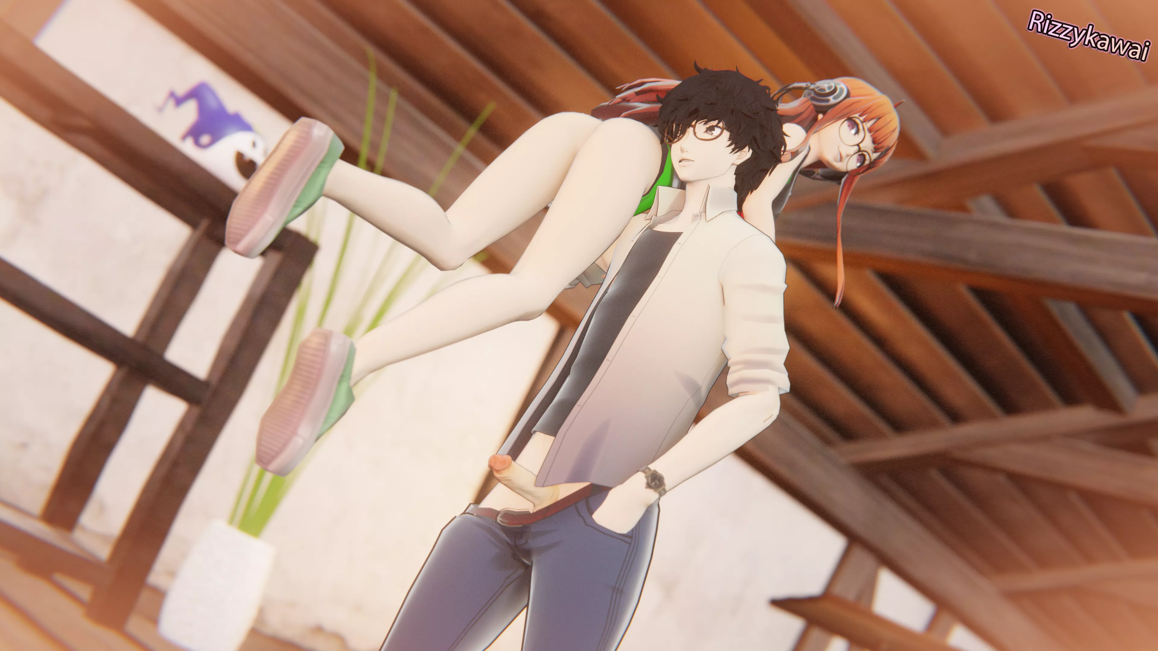 Futaba getting carried to some fun (@Rizzykawai) 