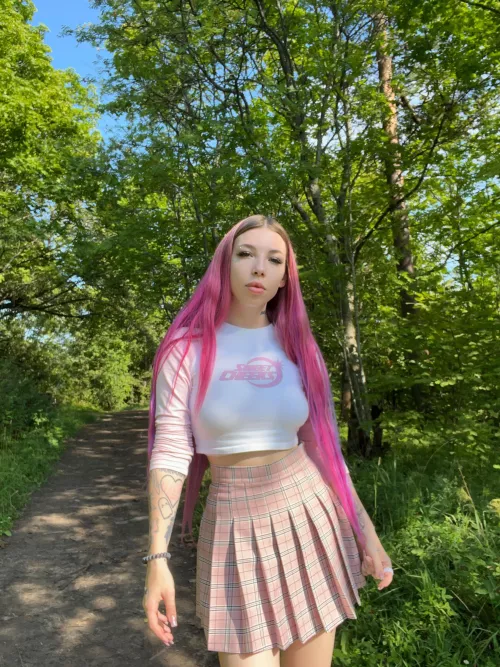 I think the pink skirt looks cute