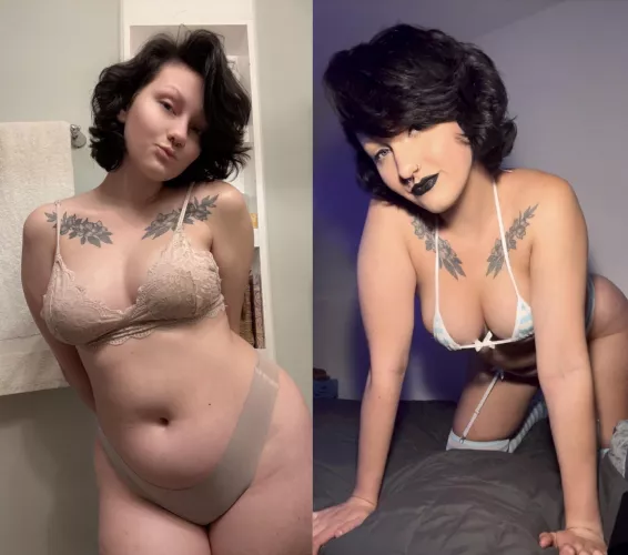 No makeup vs. gothic makeup ;) Do you have a preference~ 