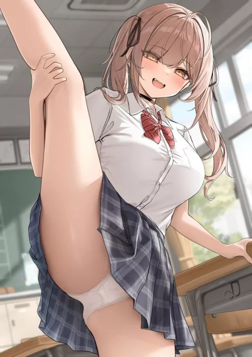 Showing her flexibility 