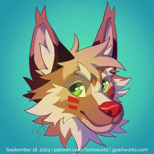 A furry headshot. Art by me. 