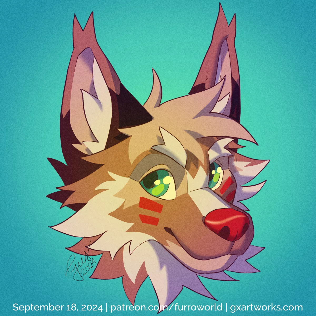 A furry headshot. Art by me. 