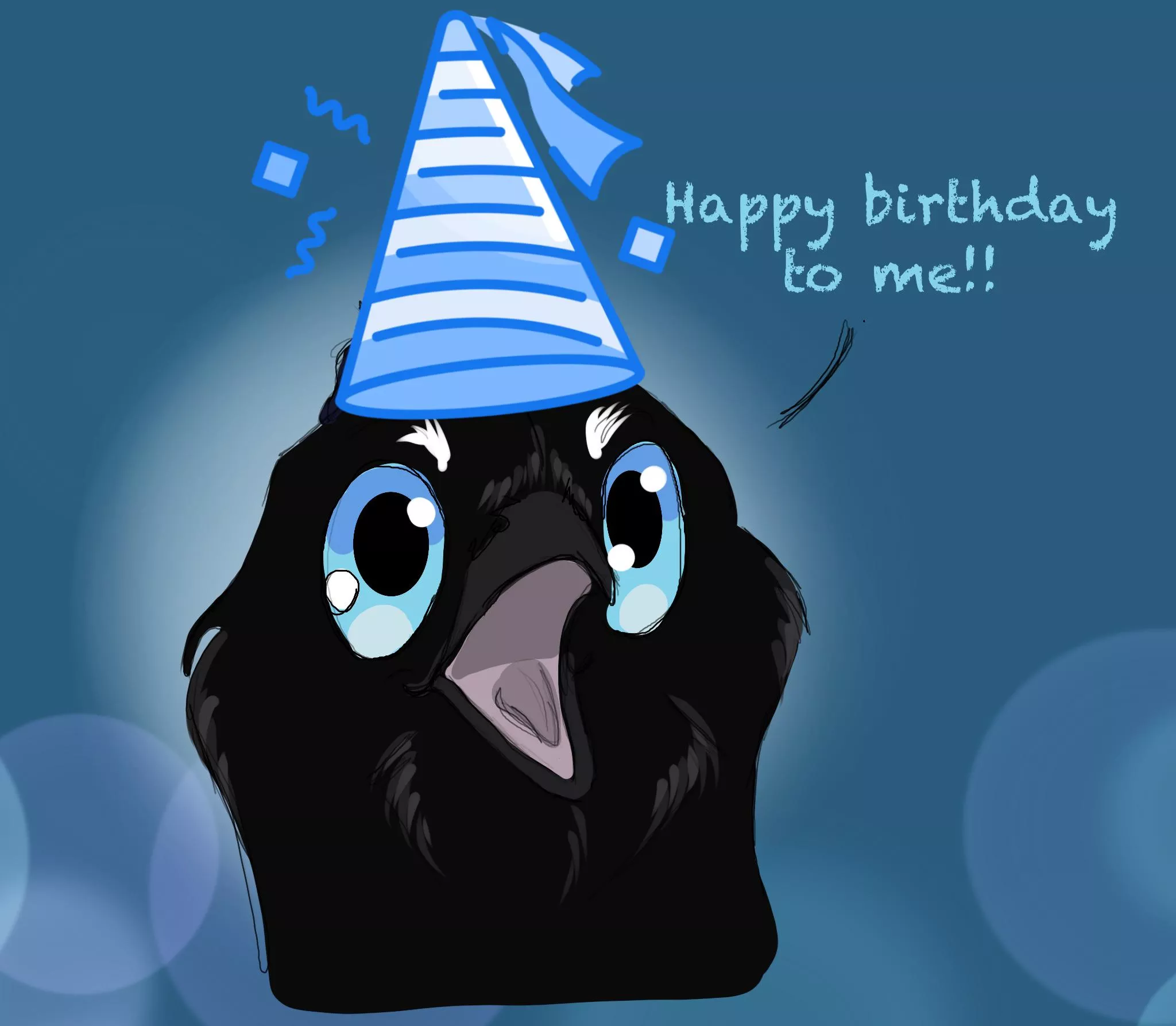 Happy birthday to me! Hooray! 💙😄(art by me)