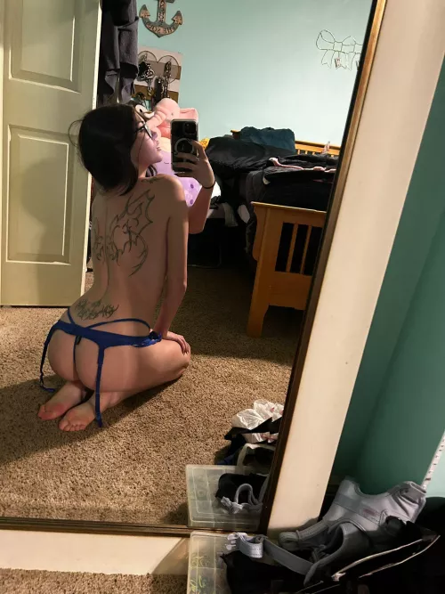 On my knees in my favorite little gstring