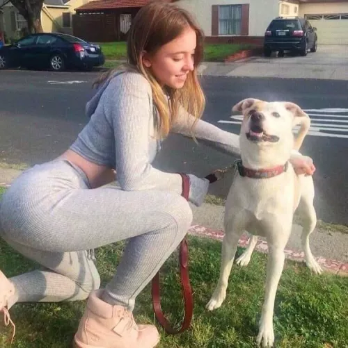 Sydney Sweeney and her dog.