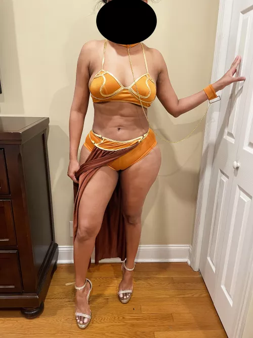 trying on halloween outfits